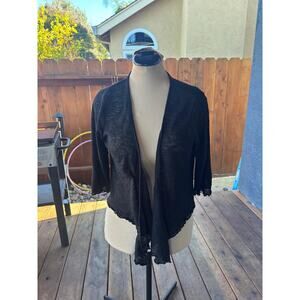 Black Tie Front Crop Top Sz. - - Goth, Whimsigoth, Boho, Fairy Grunge, Sheer